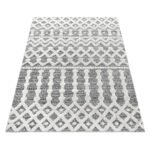 Hochflor Teppich,  Boho-Design, Farbe Grau, Teppich für Wohnzimmer, Rücken aus Jute, Größe: 60 x 110 cm - Afbeelding 3