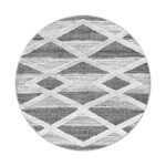 Hochflor Teppich,  Geometrisch Design, Farbe Grau, Teppich für Wohnzimmer, Rücken aus Jute, Größe: 120 cm Rund