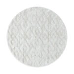 Hochflor Teppich,  Geometrisch Design, Farbe Creme, Teppich für Wohnzimmer, Rücken aus Jute, Größe: 200 cm Rund