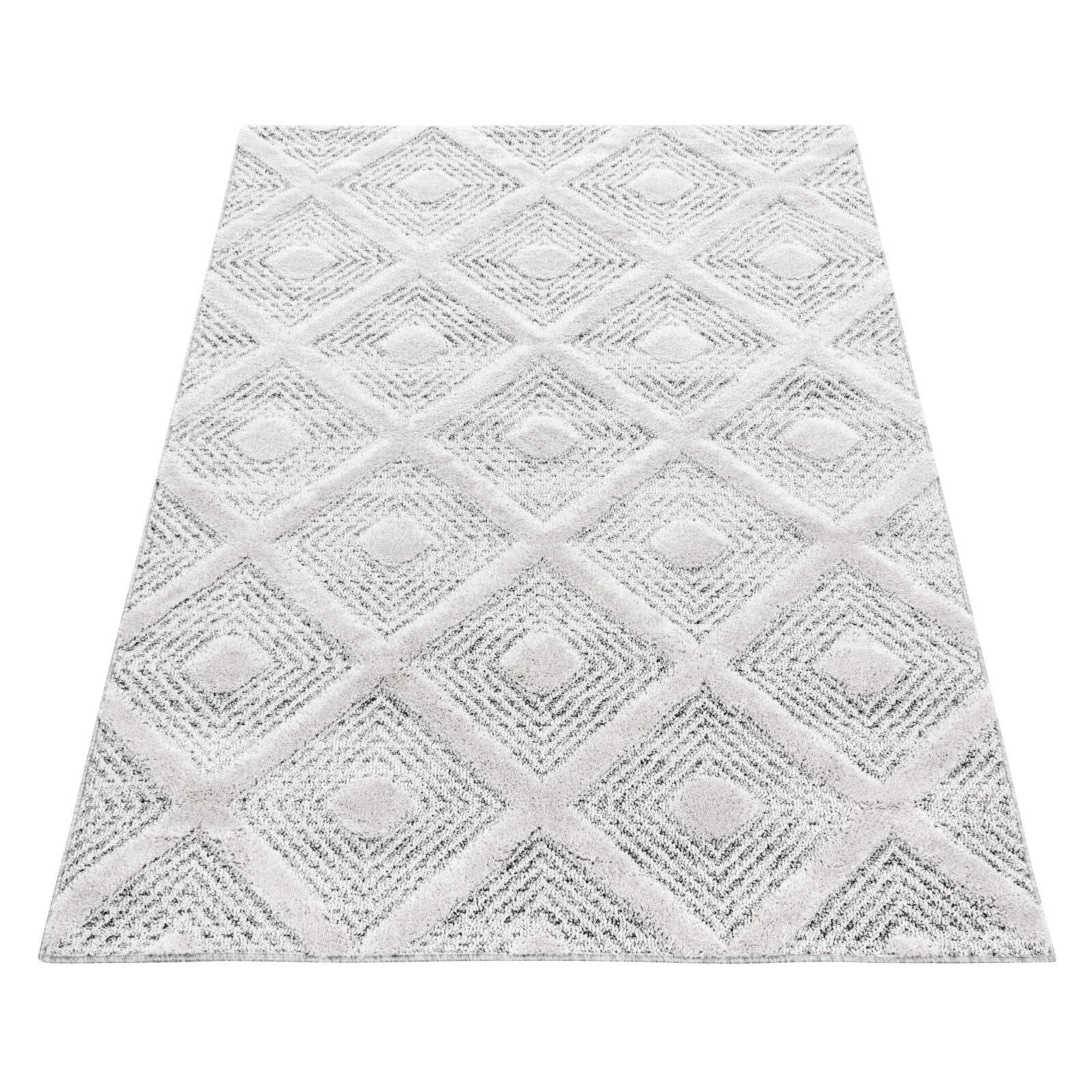 Pisa Hoogpolig vloerkleed Geometrisch – Grijs (4707)