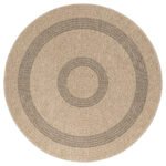 Outdoor Teppich,  Vintage Design, Farbe Schwarz, Teppich für Terasse-Balkon-Küche, Rücken aus Polypropylen, Größe: 200 cm Rund