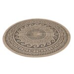 Outdoor Teppich,  Vintage Design, Farbe Schwarz, Teppich für Terasse-Balkon-Küche, Rücken aus Polypropylen, Größe: 200 cm Rund - Afbeelding 3