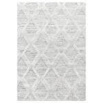 Hochflor Teppich,  Boho-Design, Farbe Grau, Teppich für Wohnzimmer, Rücken aus Jute, Größe: 140 x 200 cm