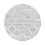 Hochflor Teppich,  Boho-Design, Farbe Grau, Teppich für Wohnzimmer, Rücken aus Jute, Größe: 80 cm Rund