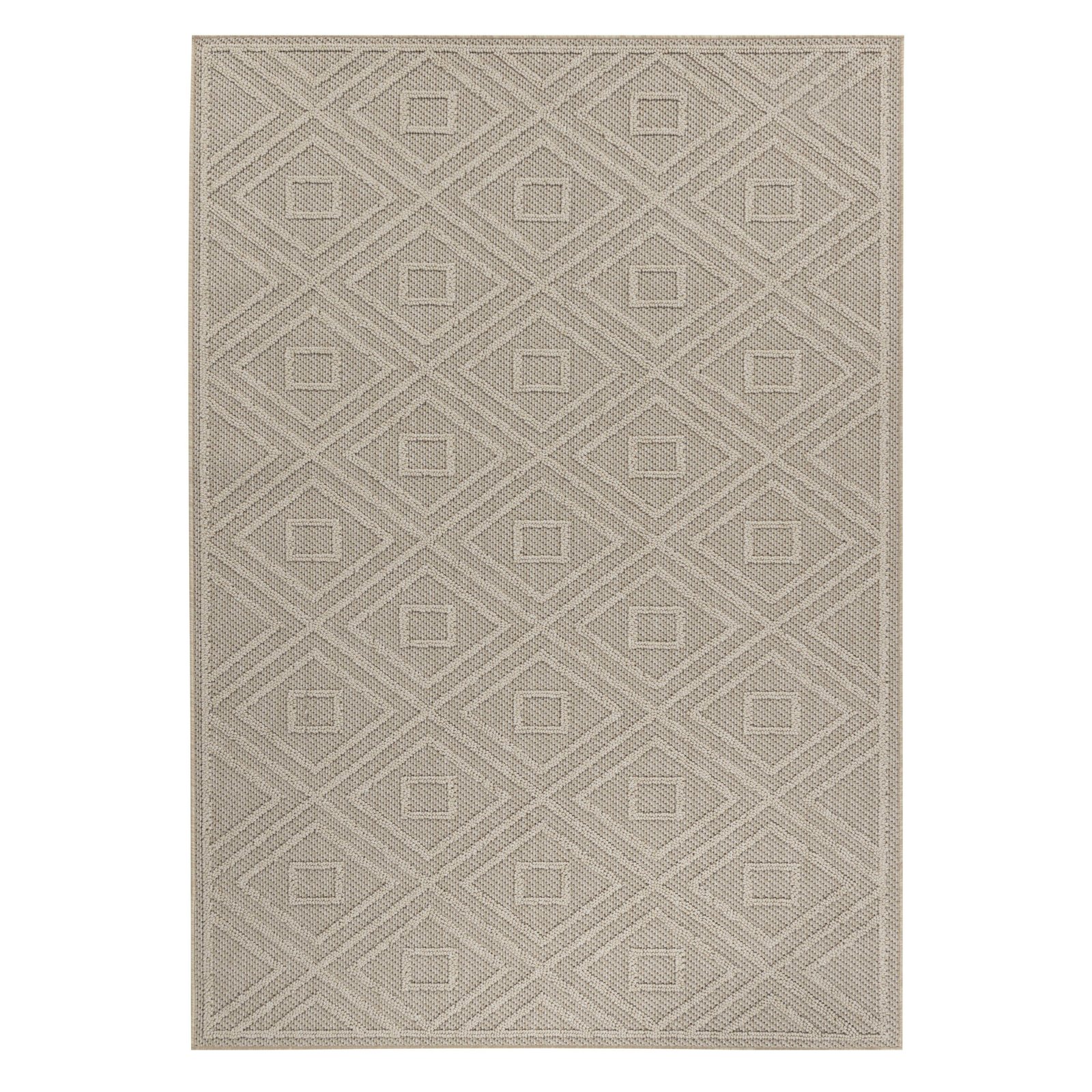 7087 Outdoor Teppich, Rauten Design, Farbe Beige, Teppich für Terasse-Balkon-Küche, Rücken aus Polypropylen, Größe: 200 cm x 290 cm - Afbeelding 1