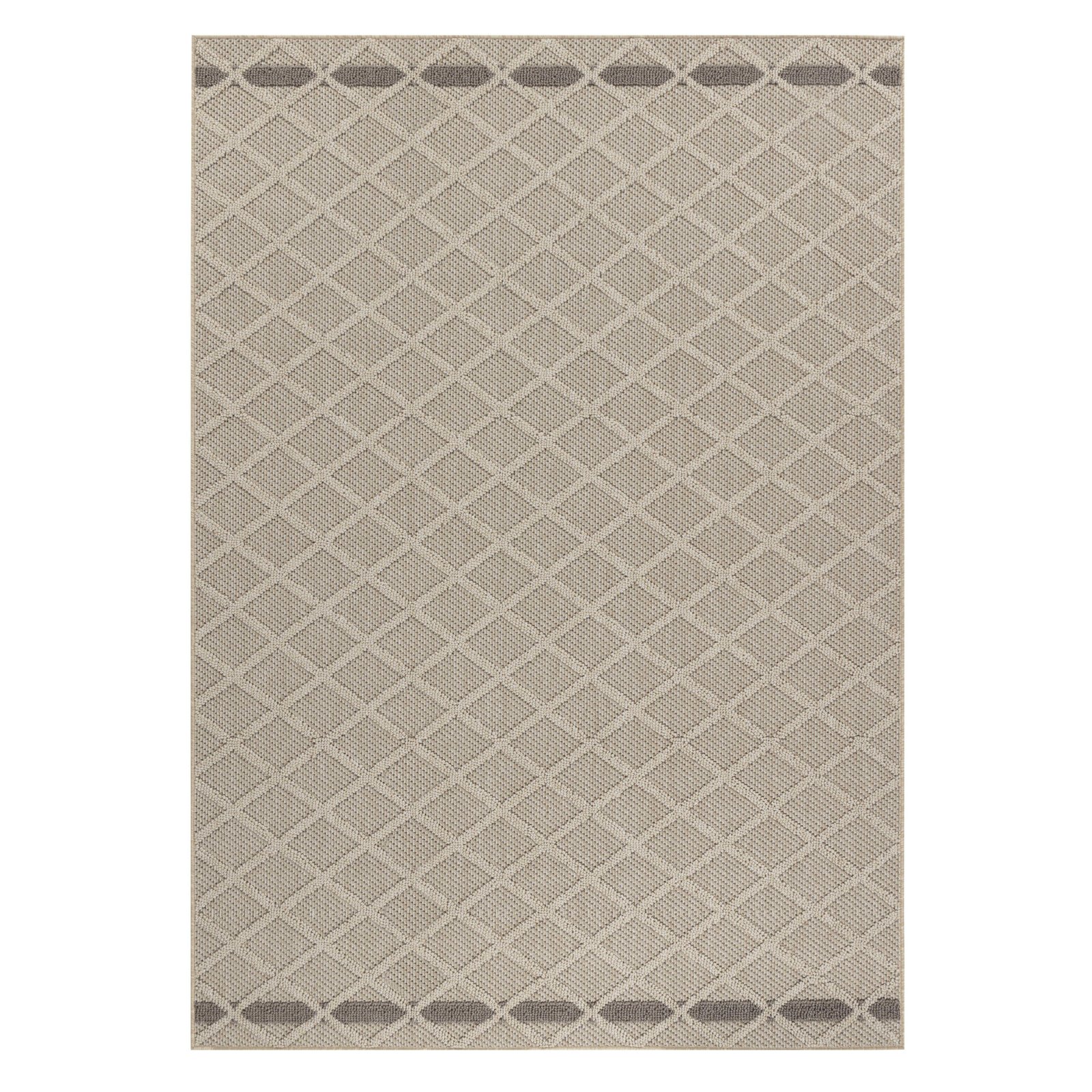 7141 Outdoor Teppich, Rauten Design, Farbe Beige, Teppich für Terasse-Balkon-Küche, Rücken aus Polypropylen, Größe: 120 cm x 170 cm - Afbeelding 1