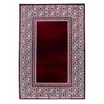 Kurzflor Teppich,  Mäander-Design, Farbe Rot, Teppich für Wohnzimmer, Rücken aus Jute, Größe: 120 cm x 170 cm