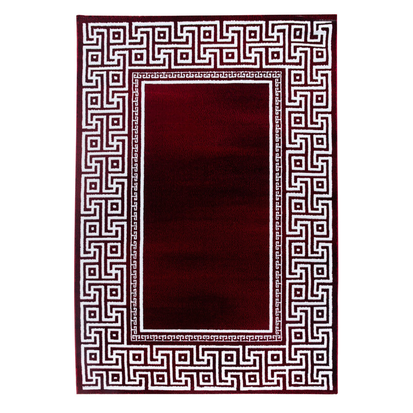 7206 Kurzflor Teppich, Mäander-Design, Farbe Rot, Teppich für Wohnzimmer, Rücken aus Jute, Größe: 120 cm x 170 cm - Afbeelding 1