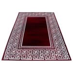 Kurzflor Teppich,  Mäander-Design, Farbe Rot, Teppich für Wohnzimmer, Rücken aus Jute, Größe: 120 cm x 170 cm - Afbeelding 3