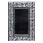 Kurzflor Teppich,  Mäander-Design, Farbe Schwarz, Teppich für Wohnzimmer, Rücken aus Jute, Größe: 80 x 150 cm