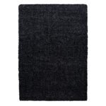 Hochflor Teppich,  Unicolor - Einfarbig, Farbe Anthrazit, Teppich für Wohnzimmer, Rücken aus Jute, Größe: 80 x 150 cm