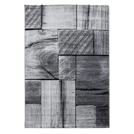 Parma Kortpolig vloerkleed Houtlook 3D – Zwart (9260)