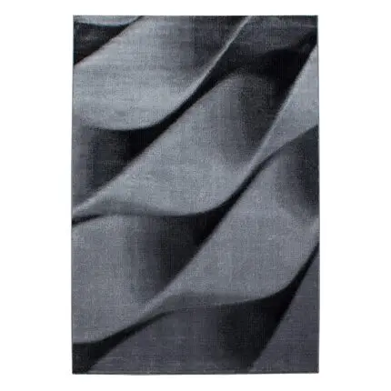 Parma Kortpolig vloerkleed Abstracte golven – Zwart (9240)