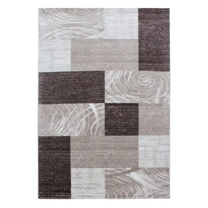 Parma Kortpolig vloerkleed Abstract geruit – Bruin (9220)