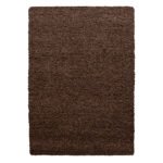 Hochflor Teppich,  Unicolor - Einfarbig, Farbe Braun, Teppich für Wohnzimmer, Rücken aus Jute, Größe: 60 x 110 cm