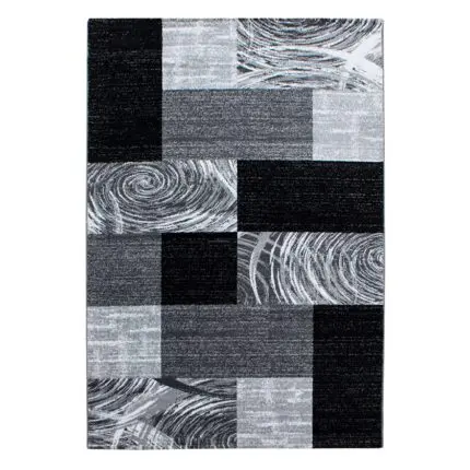 Parma Kortpolig vloerkleed Abstract geruit – Zwart (9220)