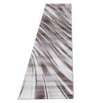 Kurzflor Teppich,  Abstrakt Wellen Design, Farbe Braun, Teppich für Wohnzimmer, Rücken aus Jute, Größe: 80 x 300 cm