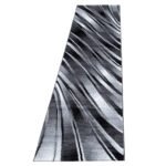 Kurzflor Teppich,  Abstrakt Wellen Design, Farbe Schwarz, Teppich für Wohnzimmer, Rücken aus Jute, Größe: 80 x 300 cm