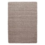 Hochflor Teppich,  Unicolor - Einfarbig, Farbe Beige, Teppich für Wohnzimmer, Rücken aus Jute, Größe: 120 cm x 170 cm