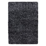 Hochflor Teppich,  Meliert Design, Farbe Anthrazit, Teppich für Wohnzimmer, Rücken aus Jute, Größe: 240 x 340 cm