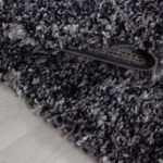 Hochflor Teppich,  Meliert Design, Farbe Anthrazit, Teppich für Wohnzimmer, Rücken aus Jute, Größe: 240 x 340 cm - Afbeelding 5