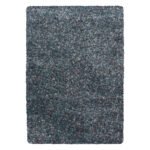 Hochflor Teppich,  Meliert Design, Farbe Blau, Teppich für Wohnzimmer, Rücken aus Jute, Größe: 120 cm x 170 cm