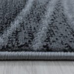 Kurzflor Teppich, Wellen Design, Farbe Schwarz, Teppich für Wohnzimmer, Rücken aus Jute, Größe: 140 x 200 cm - Afbeelding 4