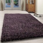 Hochflor Teppich, Meliert Design, Farbe Violett, Teppich für Wohnzimmer, Rücken aus Jute, Größe: 60 x 110 cm - Afbeelding 2