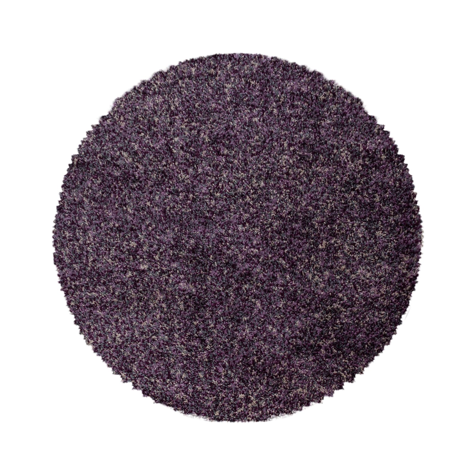 7513 Hochflor Teppich, Meliert Design, Farbe Violett, Teppich für Wohnzimmer, Rücken aus Jute, Größe: 160 cm Rund - Afbeelding 1