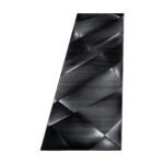 Kurzflor Teppich, Abstrakt Design, Farbe Schwarz, Teppich für Wohnzimmer, Rücken aus Jute, Größe: 80 x 250 cm