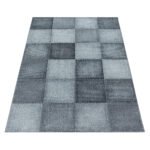 Kurzflor Teppich,  Kariert Design, Farbe Grau, Teppich für Wohnzimmer, Rücken aus Jute, Größe: 120 cm x 170 cm - Afbeelding 3