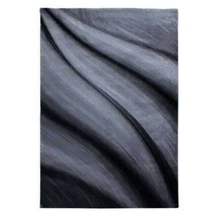 Miami Kortpolig vloerkleed Abstracte golven – Zwart (6630)