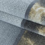 Kurzflor Teppich,  Kariert Design, Farbe Gelb, Teppich für Wohnzimmer, Rücken aus Jute, Größe: 80 x 150 cm - Afbeelding 6