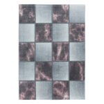 Kurzflor Teppich,  Kariert Design, Farbe Rosa, Teppich für Wohnzimmer, Rücken aus Jute, Größe: 140 x 200 cm