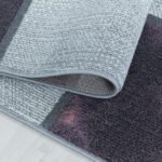 Kurzflor Teppich,  Kariert Design, Farbe Violett, Teppich für Wohnzimmer, Rücken aus Jute, Größe: 140 x 200 cm - Afbeelding 5