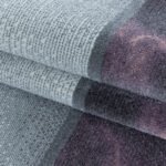 Kurzflor Teppich,  Kariert Design, Farbe Violett, Teppich für Wohnzimmer, Rücken aus Jute, Größe: 140 x 200 cm - Afbeelding 6