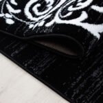 Kurzflor Teppich,  Mäander-Design, Farbe Schwarz, Teppich für Wohnzimmer, Rücken aus Jute, Größe: 160 cm x 230 cm - Afbeelding 5