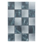 Kurzflor Teppich,  Kariert Design, Farbe Blau, Teppich für Wohnzimmer, Rücken aus Jute, Größe: 120 cm x 170 cm