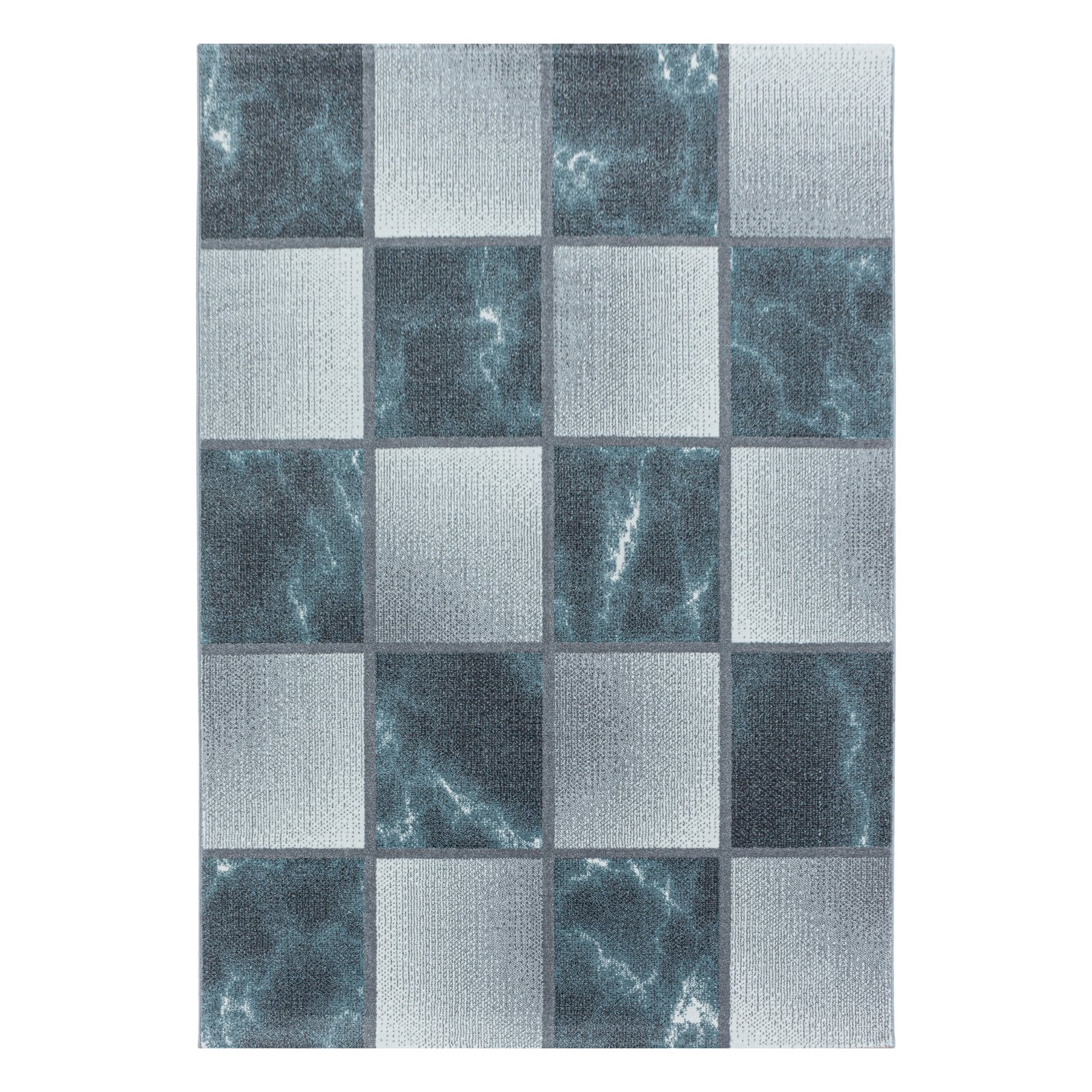 7746 Kurzflor Teppich, Kariert Design, Farbe Blau, Teppich für Wohnzimmer, Rücken aus Jute, Größe: 140 x 200 cm - Afbeelding 1