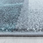 Kurzflor Teppich,  Kariert Design, Farbe Blau, Teppich für Wohnzimmer, Rücken aus Jute, Größe: 80 x 250 cm - Afbeelding 2