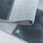 Kurzflor Teppich,  Kariert Design, Farbe Blau, Teppich für Wohnzimmer, Rücken aus Jute, Größe: 80 x 250 cm - Afbeelding 3