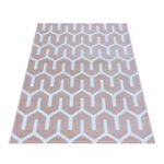 Kurzflor Teppich,  Geometrisch Design, Farbe Pink, Teppich für Wohnzimmer, Rücken aus Jute, Größe: 200 cm x 290 cm - Afbeelding 3