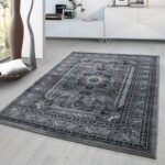 Orient Teppich,  Orientalisch Design, Farbe Grau, Teppich für Wohnzimmer, Rücken aus Jute, Größe: 80 x 150 cm - Afbeelding 2
