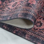 Waschbarer Teppich,  Orientalisch Design, Farbe Rot, Teppich für Wohnzimmer, Rücken aus Canvas, Größe: 80 x 250 cm - Afbeelding 5