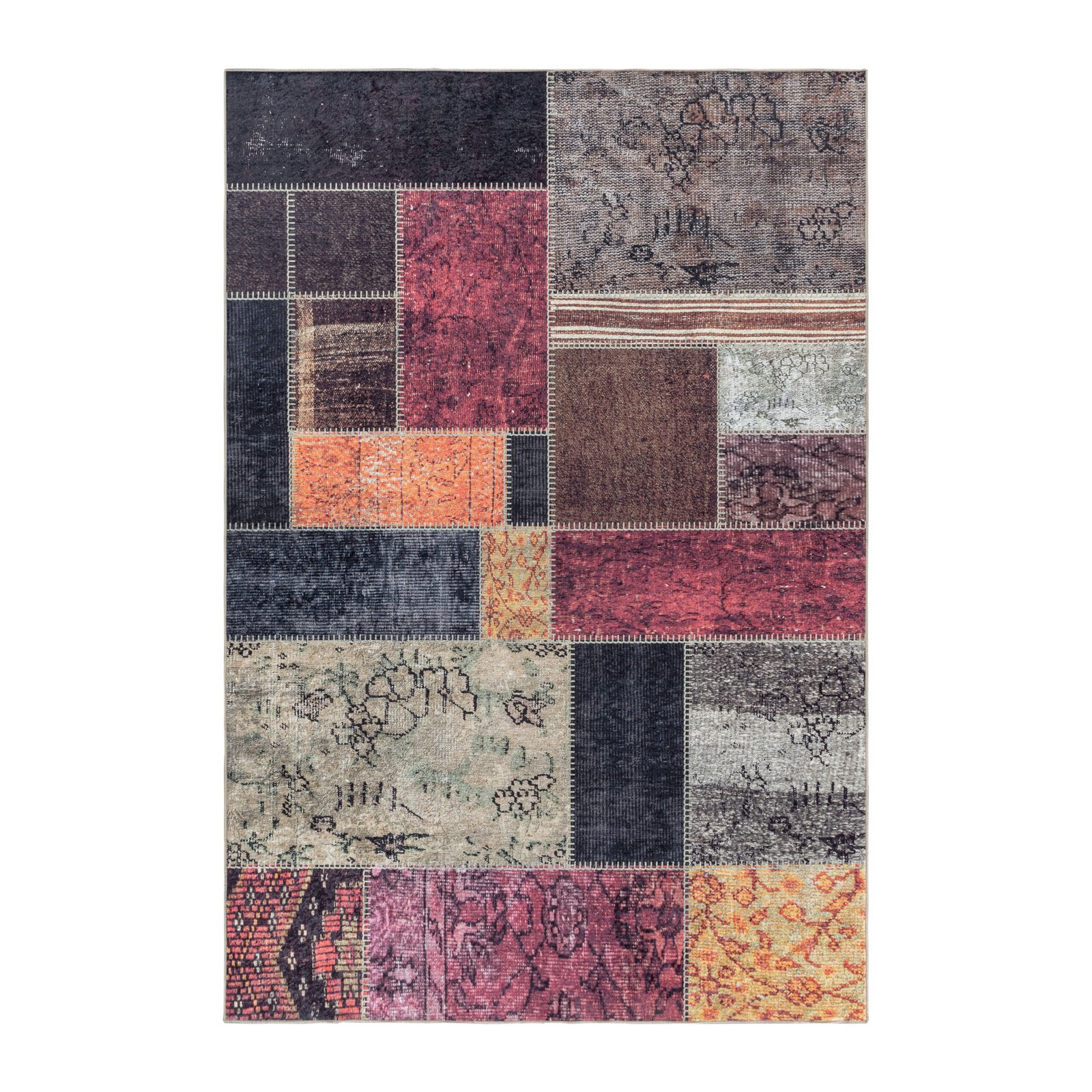 7853 Waschbarer Teppich, Patchwork Design, Farbe Multi, Teppich für Wohnzimmer, Rücken aus Canvas, Größe: 140 x 200 cm - Afbeelding 1