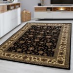 Orient Teppich,  Orientalisch Design, Farbe Schwarz, Teppich für Wohnzimmer, Rücken aus Jute, Größe: 80 x 150 cm - Afbeelding 2