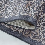 Waschbarer Teppich,  Barock Design, Farbe Schwarz, Teppich für Wohnzimmer, Rücken aus Canvas, Größe: 80 x 250 cm - Afbeelding 5