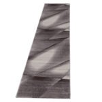 Kurzflor Teppich, Abstrakt Design, Farbe Braun, Teppich für Wohnzimmer, Rücken aus Jute, Größe: 80 x 300 cm