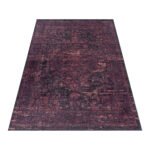 Waschbarer Teppich,  Vintage-Stil, Farbe Rot, Teppich für Wohnzimmer, Rücken aus Canvas, Größe: 160 cm x 230 cm - Afbeelding 3