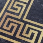 Waschbarer Teppich,  Mäander-Design, Farbe Schwarz, Teppich für Wohnzimmer, Rücken aus Canvas, Größe: 80 x 250 cm - Afbeelding 6